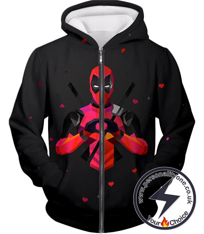 I Heart Deadpool Promo Cool Black Zip Up Hoodie